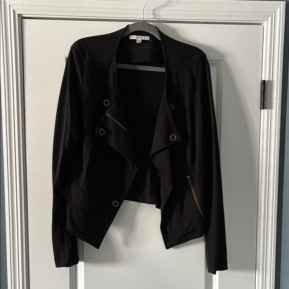 CAbi Black Blazer Asymmetrical Draped Jacket